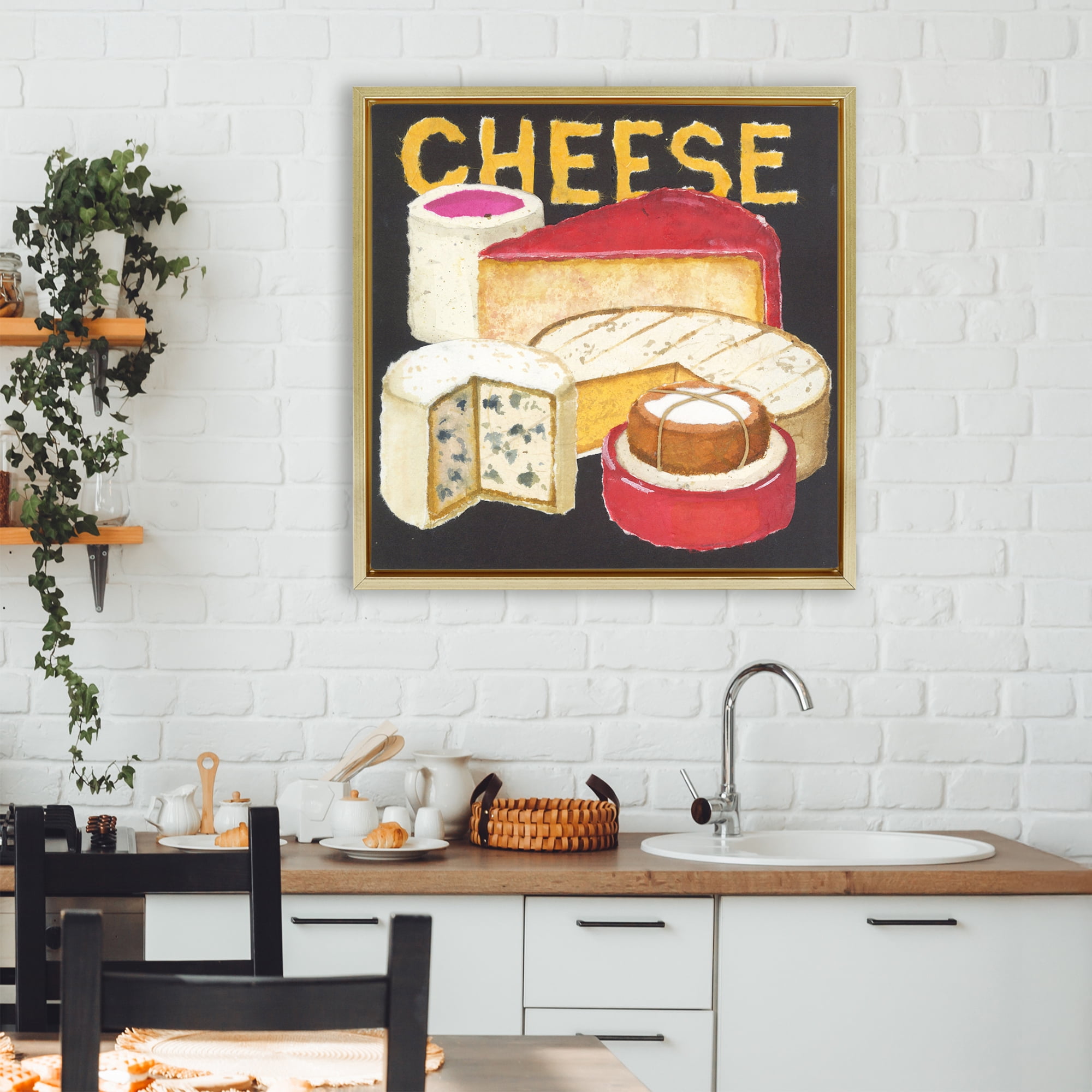 Stupell Industries Assorted Cheese Wheels Gold Framed Floater Canvas Wall Art, design by Nancy Overton