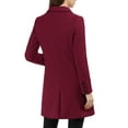 thumbnail image 4 of MODA NOVA Juniors Notched Lapel Double Breasted Back Vent Longline Overcoat, 4 of 7
