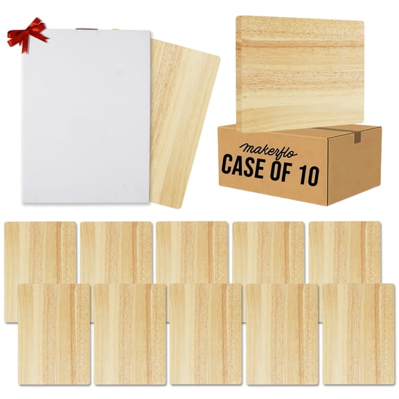 Makerflo Rubber Wood Cutting Board 14 x 10 inch, 10 Pcs Ideal for -Laser Engraving