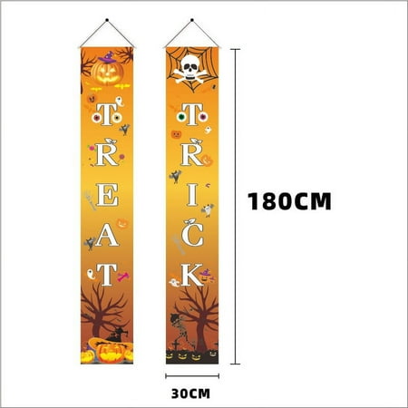 Halloween Decorations Outdoor Indoor Trick OR Treat Halloween Porch Banners for Door Decor,71”x11.8” Large Hanging Banners Porch Signs for Home Yard Farmhouse Garden Holiday Party Decoration