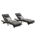 thumbnail image 4 of PAPROOS Outdoor Chaise Lounge Chair Set of 2, Wicker Outdoor Lounger Recliner with Cushions and 5-Level Adjustment Backrest, Modern Patio Lounge Chair for Poolside, Garden, Dark Grey, 4 of 9
