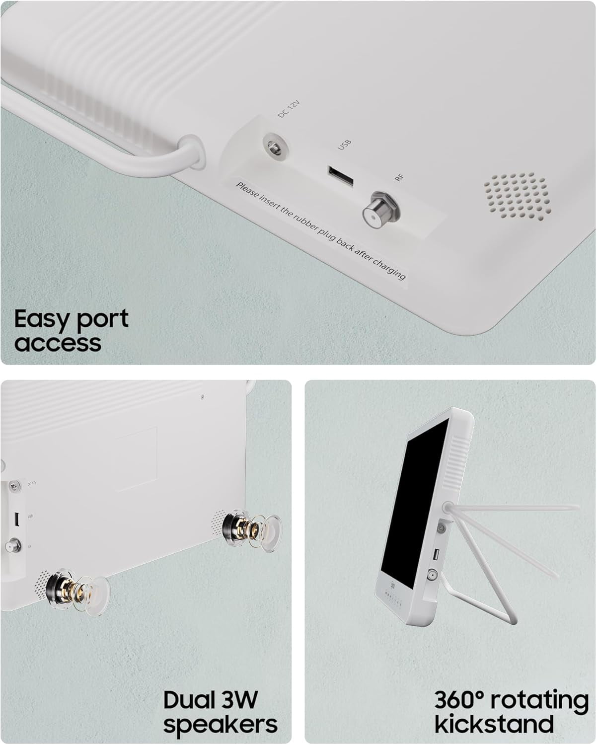SYLVOX 15.6" Portable TV, 1080P Google TV with Rechargable Battery 6H/10000 mAh, IP66 Waterproof