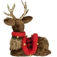 thumbnail image 4 of Northlight 10.5" Sitting Reindeer with Buffalo Plaid Saddle Christmas Figure, 4 of 4