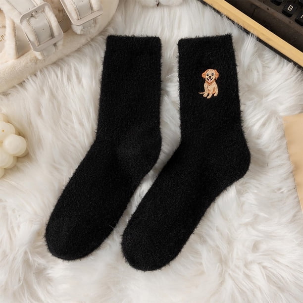 Calcetines gruesos y cálidos de invierno para mujer, con forro polar, hasta la pantorrilla, bonitos y gruesos, para dormir.