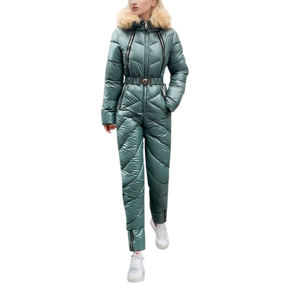 ZHOUCHANKIDS Womens Onesie Ski Suit Winter Outdoor Sports Waterproof Snowsuit Jumpsuits Jacket Green XXL