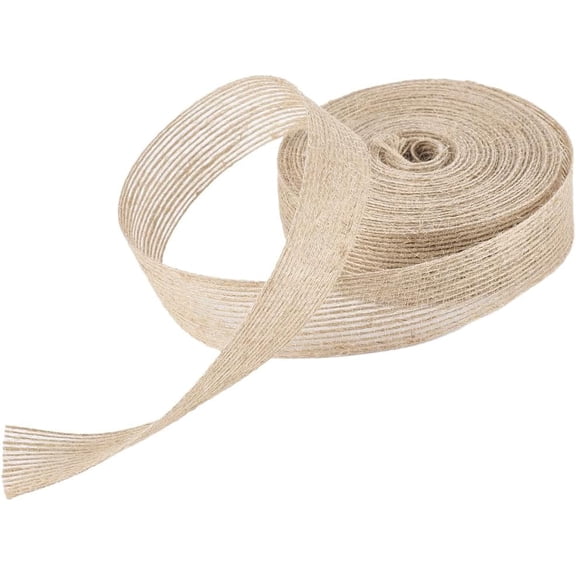 10.94 Yards 1 Inch Tan Burlap Ribbon Roll Vintage Hessian Lace Trimming Boho Braid Fabric Jute Woven Natural Rustic Ribbons for Sewing Craft Gift Wrapping DIY Clothing Accessories Decor
