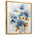 thumbnail image 2 of Designart "Ornate Blue And Gold Violets I" Violets Floater Framed Wall Art Living Room, 2 of 5