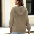 thumbnail image 5 of Women's Black Textured Hoodie Comfortable Long Sleeve Pullover Top Streetwear with Pockets for Sport and Daily Wear, 5 of 8