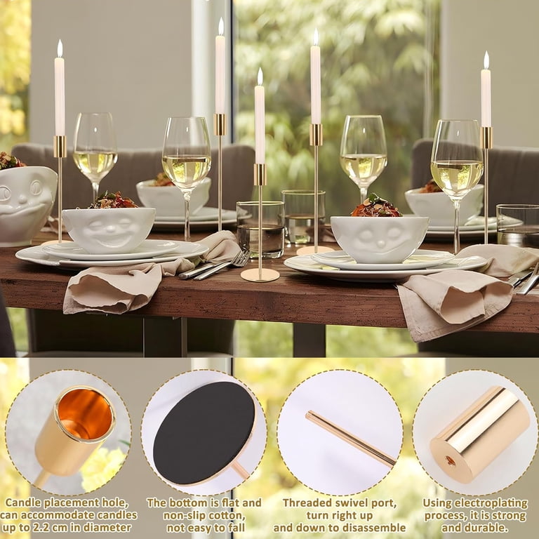 Hidawn Gold Metal Taper Candlestick Holders, 6-Pack photo 5