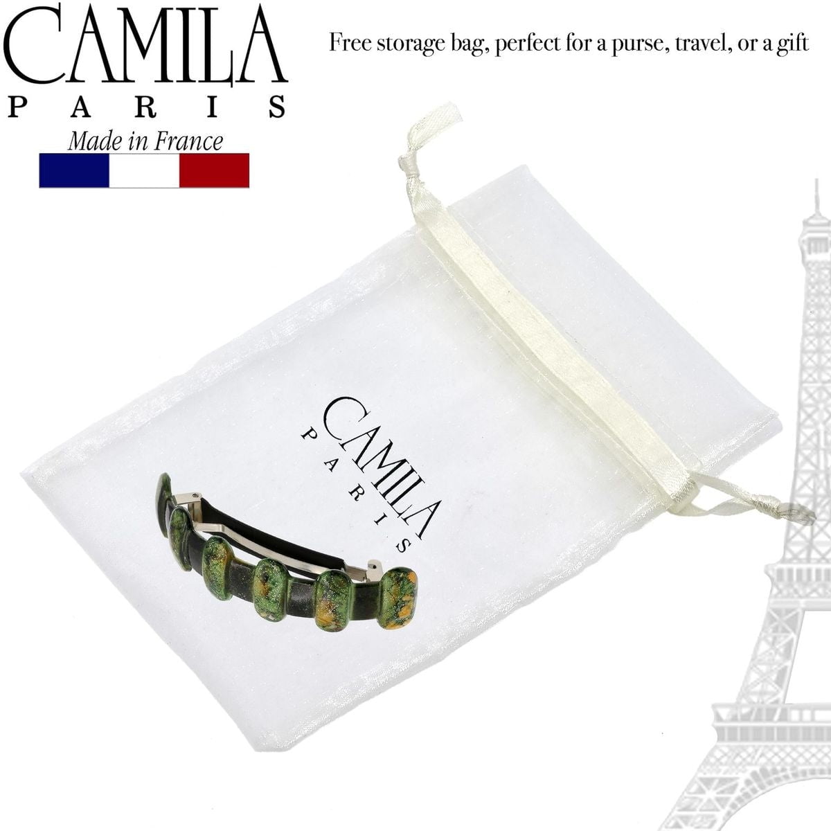 Camila Paris CP3305 French Hair Barrette Clip for Girls for Thick Curly Wavy Long Hair, Strong Hold Grip Hair Clips for Women, Automatic, No Slip Durable Styling Girls Hair Accessories, Made in France