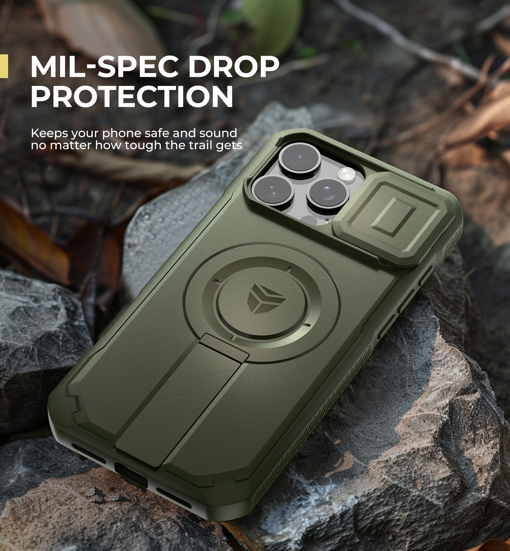 Dexnor Shielder Series for iPhone 16 Pro Max Case with Slide Camera Cover & Adjustable Kickstand,Compatible with MagSafe Rugged Shockproof Bumper Cases Heavy-Duty Mangetic Protective Cover,Green