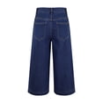 thumbnail image 4 of MLQIDK Denim Capri Jeans for Women Denim Capri Jeans Knee Length Elastic Waist Trendy Summer Pedal Pushers Dressy Casual Capri Capris with Pockets Dark Blue 2XL, 4 of 5