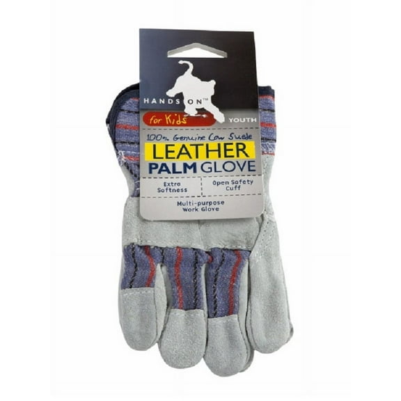LP4310-Y, Leather Safety Work Gloves for Kids, Safety Cuff. Size Large