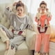 thumbnail image 2 of Pijamas de franela gruesa de otoño e invierno para mujer, pijamas cálidos de manga larga para niña, conjunto de ropa para el hogar de polar coral, 2 of 6
