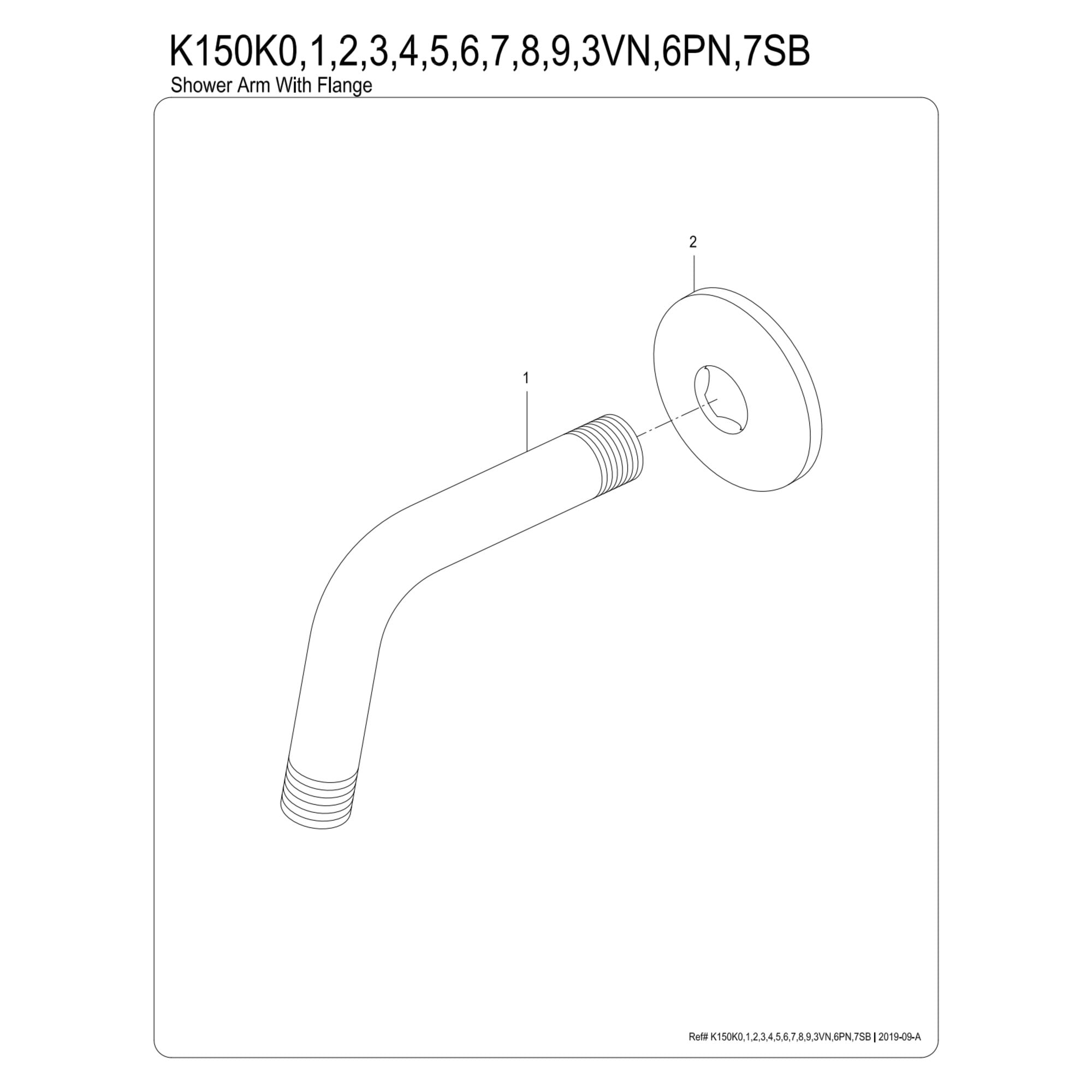 Kingston Brass K150K7 Trimscape 6-Inch Shower Arm with Round Flange in Brushed Nickel/Polished Chrome