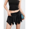 thumbnail image 4 of Gupgi Women Gothic Punk Irregular Skirts Solid Color Drawstring Tie-Up Ruched Ruffles Mini Skirt Summer Short Skirts, 4 of 8