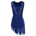 thumbnail image 4 of Sxiwei Robes de Danse Lyrique pour Femmes Sans Manches Ourlet Irrégulier Strass Brillants Robe Performance de Scène Bleu Marine G, 4 of 5