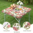 thumbnail image 4 of Square Tablecloth with Elastic Edges 36 * 36 Inch Pioneer Waterproof Pink Rose with Green Leaf Table Cover Washable Indoor and Outdoor for Party Kitchen Dinner Banquet Patio Picnic, 4 of 6
