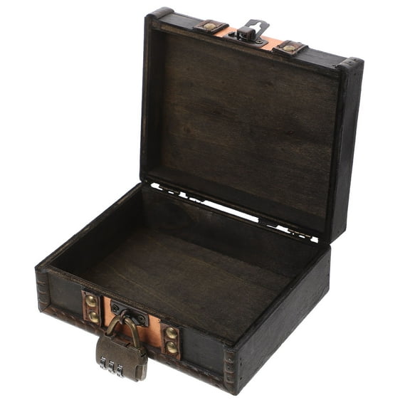 Small Wooden Treasure Chest Antique Wooden Jewelry Box Lockable Decorative Storage Chest Small Keepsake Box for Treasures Storage and Home Decor