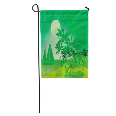 SIDONKU Adventure Palm Beach Detailed in Green Tropical Vacation Beauty Climate Garden Flag Decorative Flag House Banner 12x18