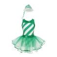 thumbnail image 3 of iiniim Girls Christmas Dance Striped Sleeveless Ballet Tutu Dress with Hat Set Green 16, 3 of 7