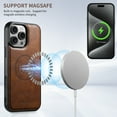 thumbnail image 3 of ELEHOLD for iPhone 16 Pro Leather Case Premium Leather Material with  Magnetic Detachable Card Holder Compatible with Mag Safe Charging Shockproof Slim Lightweight Case for iPhone 16 Pro ,Brown, 3 of 7
