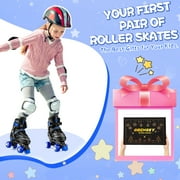 OBENSKY Roller Skates, 4 Size Adjustable for Girls & Boys w/ Light up Wheels-Blue/Pink
