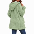 thumbnail image 2 of Fleece Jacket for Women Hooded Sherpa Jacket Button Down Cable Knit Long Sleeve Fall Winter Warm Coat with Pockets, 2 of 7