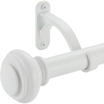 72-144 Inches Curtain Rods for Window, 1 Inch Diameter Drapery Rod with Resin Finials, Ideal Adjustable Heavy Duty Single Curtains Rod for Bedroom, Living Room Decoration, Matte White