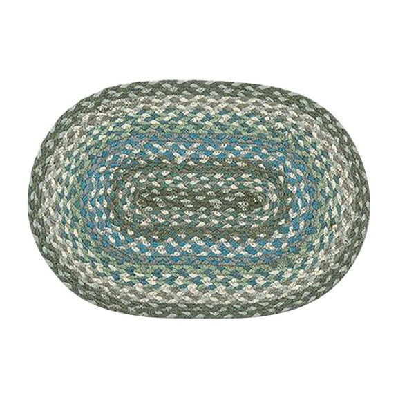 Home Indoor Decorative Jute MS-419 Sage, Ivory, Settlers Blue Oval Swatch Rug - 10"x15"