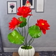 thumbnail image 4 of Gwong Decoración hogareña 1 ramo de flores artificiales realista fácilmente cuidado 9 cabezas hermoso artificial agua lily ramo decoración del hogar Gwong 21085155, 4 of 6