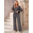 thumbnail image 6 of Women 2 Piece Outfits One Shoulder Knit Sweater Pullovers Wide Leg Pants Sets Sweatsuit Tracksuit Dark Gray XXL, 6 of 8