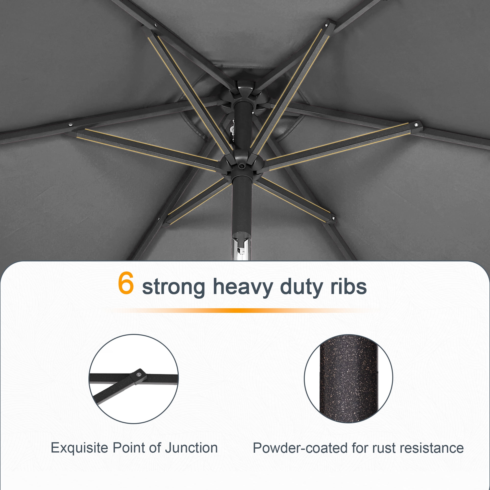 ACEGOSES 10 x 6.5ft Outdoor Patio Table Umbrella with Non-Fading canopy for Garden and Yard,Cold Gray