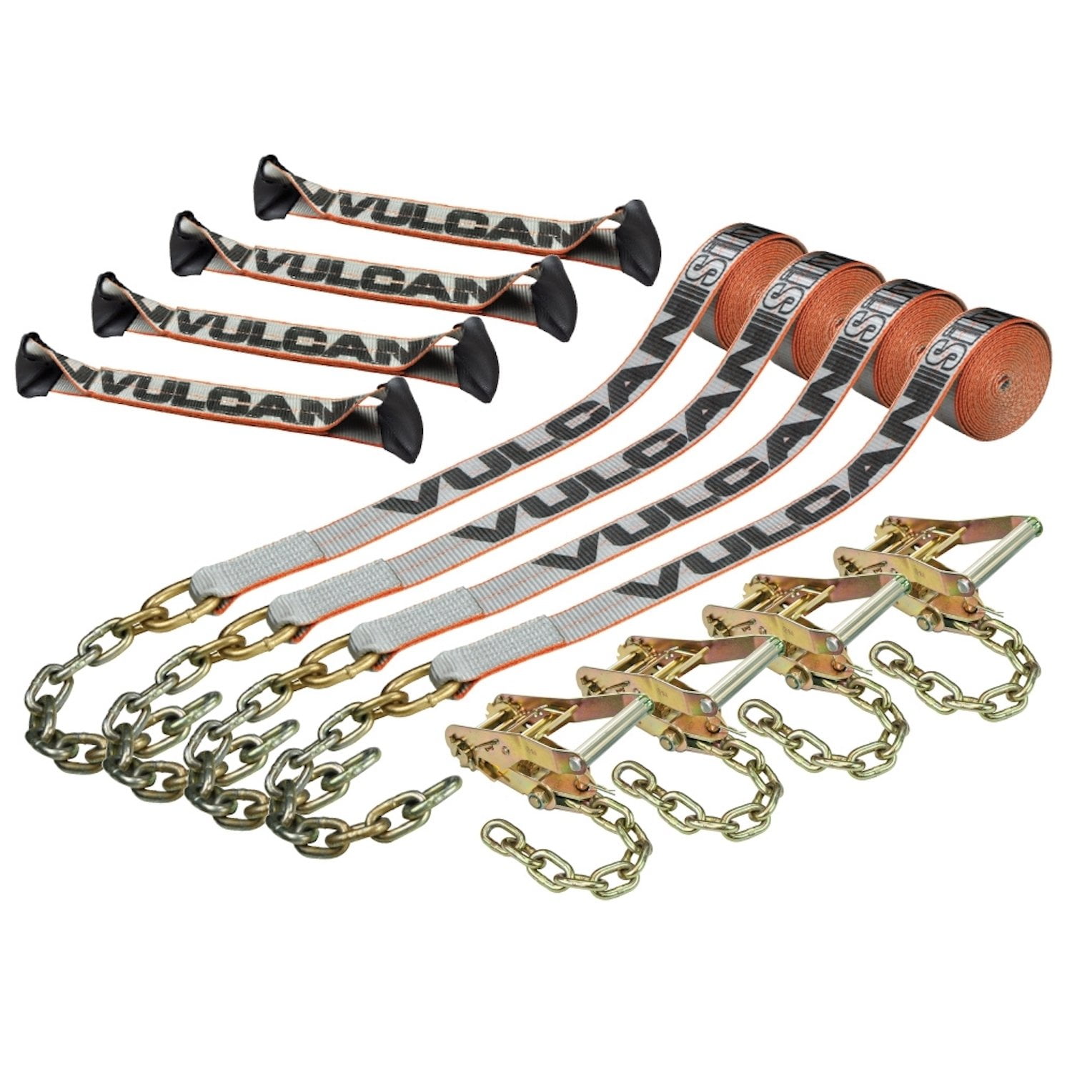 VULCAN 8Point Roll Back Vehicle Tie Down Kit with Chain Tails On Both