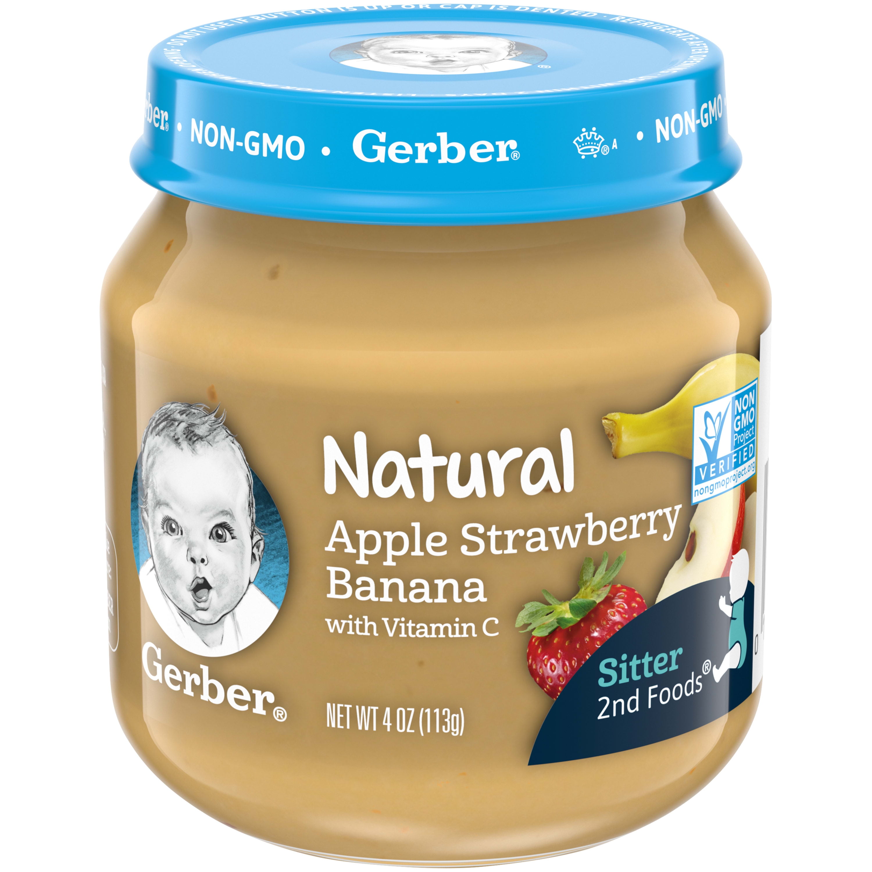 Gerber 2nd Foods Natural for Baby Baby Food, Apple Strawberry Banana, 4 oz Jar (10 Pack)
