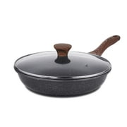 SENSARTE 10 inch Frying Pan with Lid,Nonstick Pan Deep Skillet Granite Coating Fry Pans and Skillets PFOA Free (10"   Glass Lid)