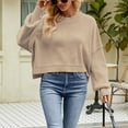 thumbnail image 5 of Sanbonepd Womens Sweaters Fall Winter Loose Cropped Pullover Cotton Fashion Crewneck Sweater, 5 of 5