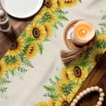 thumbnail image 3 of Summer Sunflowers Table Runner 70 Inches, Botanical Country Flowers Leaves Bed Runner Dresser Scarves Tabletop for Indoor Outdoor Parties/Ceremony/Banquet, 13" x 70", 3 of 9