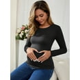 thumbnail image 5 of DARING DIVA Women's Ruched Long Sleeve Maternity Blouses S Black, 5 of 7