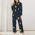 thumbnail image 2 of Pajama Sets for Women 2 Pcs, Bulb Shiny Pattern Button Down Long Sleeve Sleepwear Lounge PJ Sets, 2 of 6