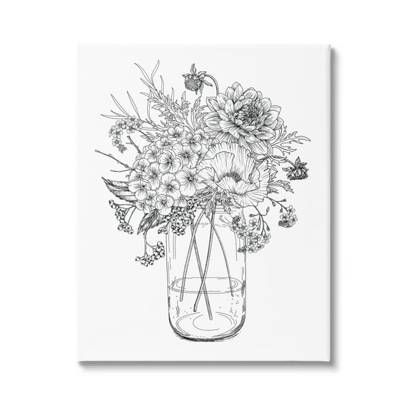 Stupell Industries Detailed Varied Flower Bouquet Blossoming Wildflower Blooms Graphic Art Gallery Wrapped Canvas Print Wall Art, Design by Lettered and Lined