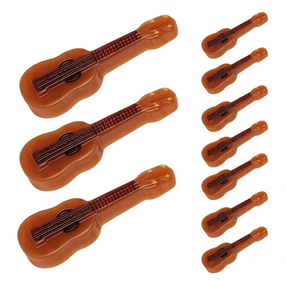 GOOHOCHY Mini instrumentos musicales de resina, modelo de guitarra, casa de muñecas, artesanías de instrumentos en miniatura, 10 Uds.