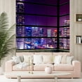 thumbnail image 3 of Idea4wall 3pcs 3D Cityscape Light Night Scene Stick Wallpaper Removable Wall Murals Large Wall Stickers for Home Decoration, 120"x72", 3 of 5