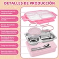 thumbnail image 3 of Lonchera Bento Box, Portátil Fiambrera Acero Inoxidable para Adultos con 5 Compartimentos, Luncheras Escolares 1150ML con Charola Extraíble, Tazón de Sopa y Bolsa Almuerzo, Fácil de Lavar, 3 of 7