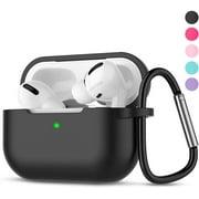 Tekcoo AirPods Pro Case Protective Portable Silicone Cover Skin Compatible with Apple Airpods Pro & 2019 New AirPods 3rd Gen [Front LED Visible] Accessories with Keychain [Black]