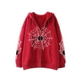 thumbnail image 2 of Womenacute;s Halloween Casual Hooded Coat Long Sleeve Spider Web Print Zip Up Hoodie with Pockets, 2 of 10