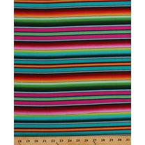 Cotton Southwest Stripe Aztec Southwestern Woven Blanket-Look Tribal Cotton Fabric Print by the Yard (263Blue)