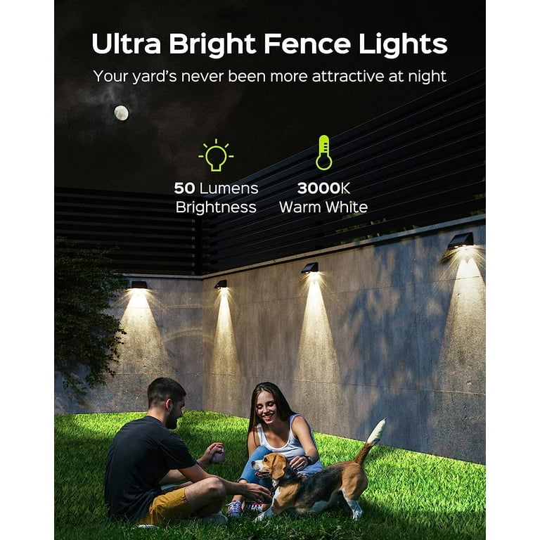 JACKYLED 50 Lumens Solar Fence Lights 8x Outdoor Warm Wall Lights Waterproof Solar Patio LED Lights