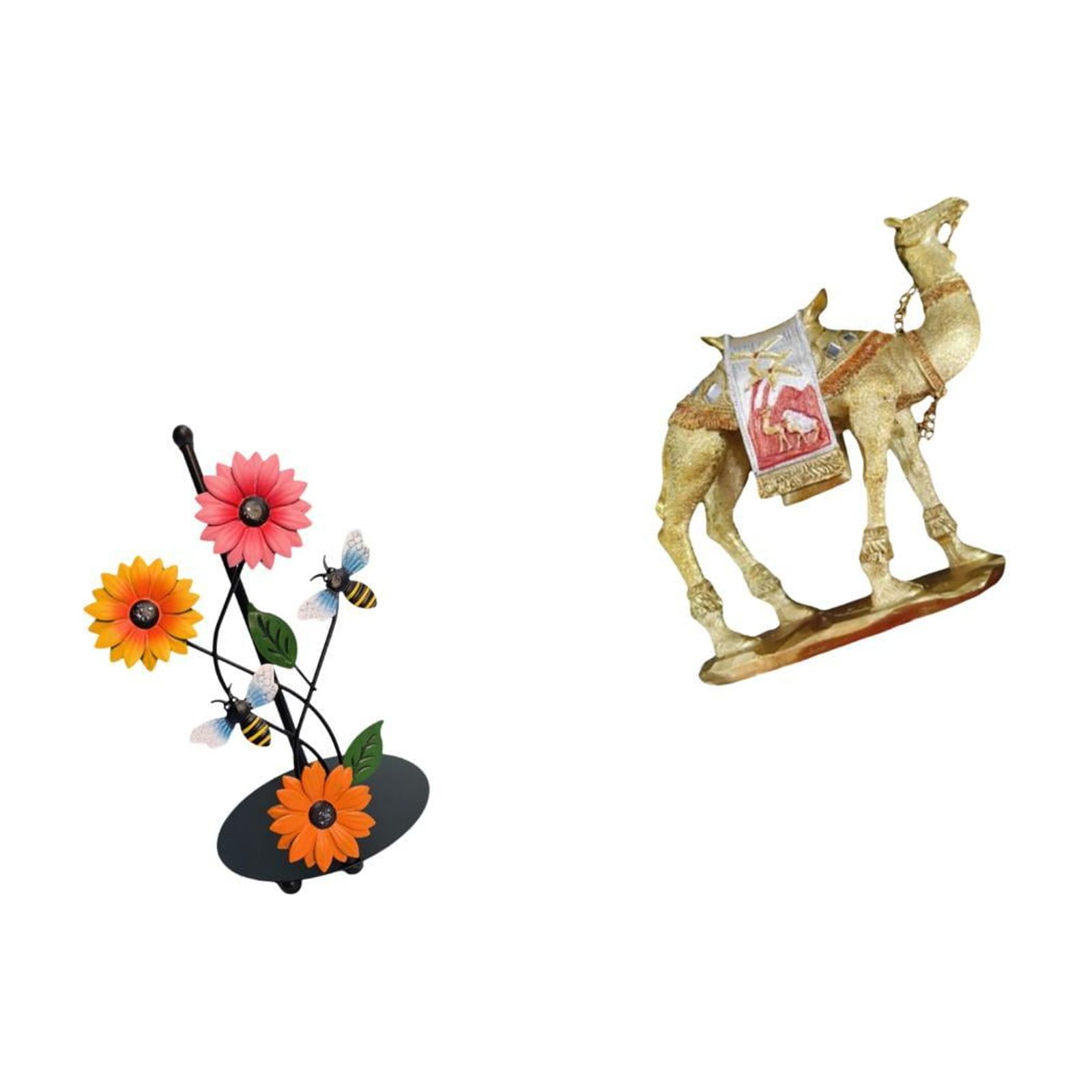Fiocias Toilet Paper Holder Set Paper Towel Holder Countertop Desktop Figurine Camel Figurine Modern Decor Resin Animal Statue Collectible Ornament Iron Resin