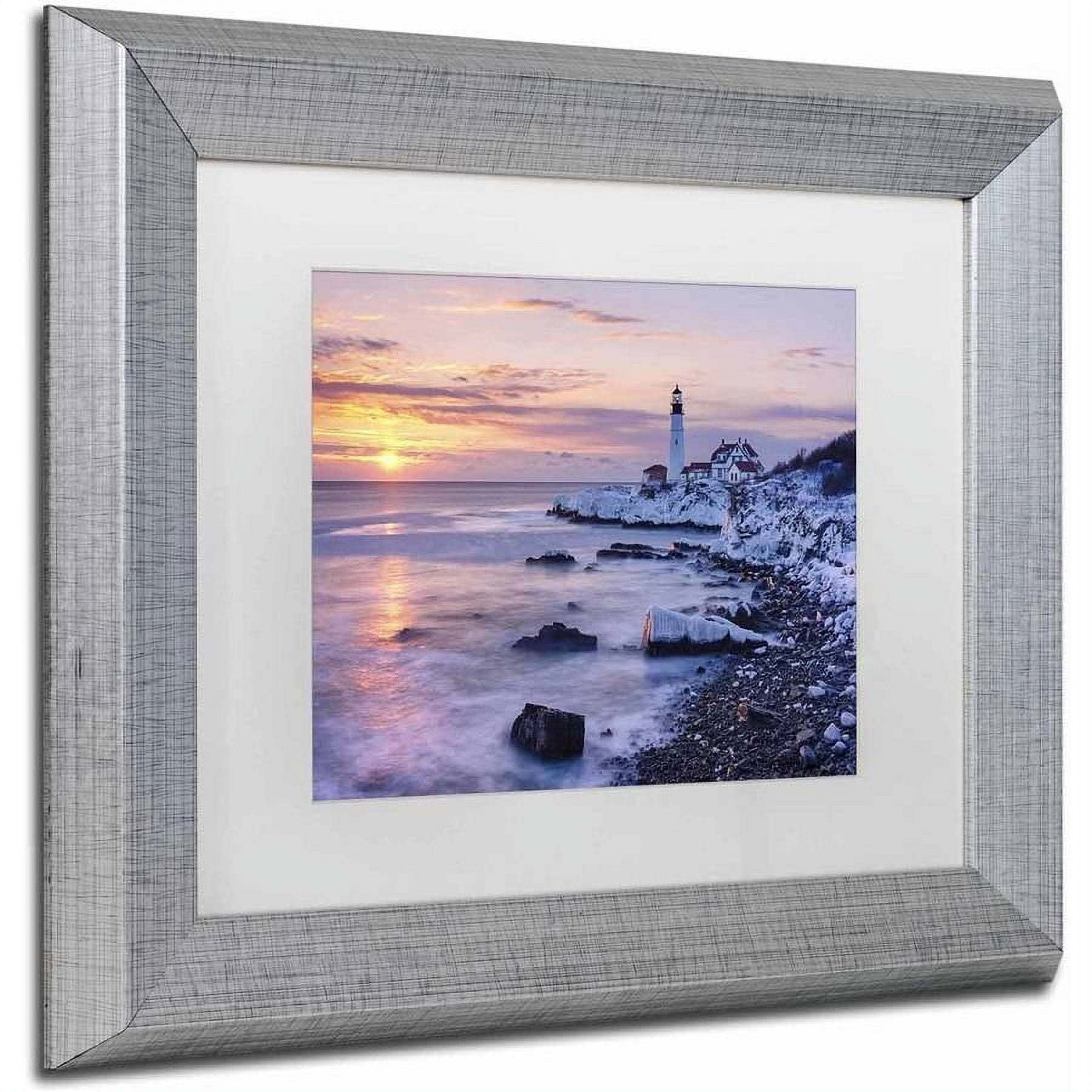 Trademark Fine Art 'Winter Lights' Canvas Art by Michael Blanchette Photography, White Matte, Silver Frame